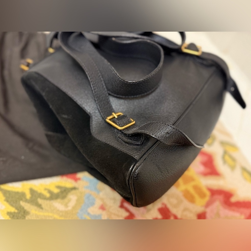 GUCCI‎ Vintage Y2K Unisex Black Suede & Leather Trim Bamboo Medium Backpack - Picture 9 of 16